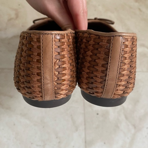 $128 SCHUTZ Arissa Brown Leather Straw Woven Tie Slip-on Ballet Flats Size 9.5B - Picture 10 of 12